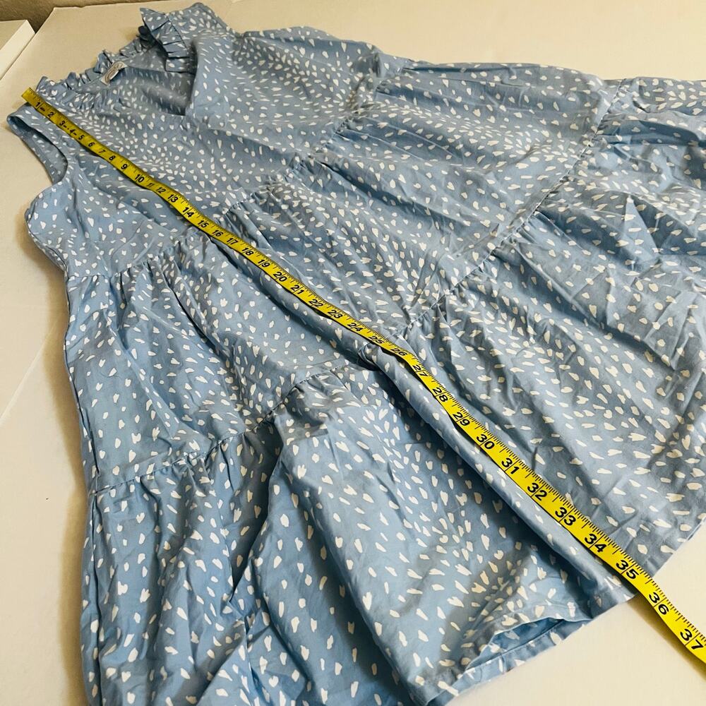 Mud Pie Printed Sleeveless Tiered Dress Size S Small Blue - Picture 7 of 8